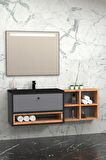 ESPERO 145 CM SİYAH LAVABOLU BANYO DOLABI - BOY DOLAP HARİÇ