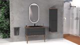 PIER 100 CM SİYAH LAVABOLU BANYO DOLABI ANTRASİT / KAYIN 