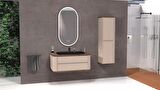 PIER 100 CM SİYAH LAVABOLU BANYO DOLABI VİZON / KAYIN - BOY DOLAP DAHİL