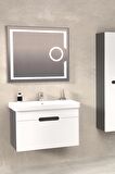 OLIMPIA 80 CM BANYO DOLABI  LED MERCEK AYNALI ANTRASİT / BEYAZ - BOY DOLAP DAHİL
