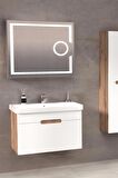 OLIMPIA 80 CM BANYO DOLABI  LED MERCEK AYNALI DORADO / BEYAZ  - BOY DOLAP HARİÇ