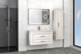 MOSKOVA 100 CM BANYO DOLABI LED MERCEK AYNALI BEYAZ  - BOY DOLAP HARİÇ