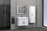 MİLANO 80 CM BANYO DOLABI LED MERCEK AYNALI BEYAZ  - BOY DOLAP DAHİL