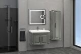 MİLANO 80 CM BANYO DOLABI LED MERCEK AYNALI ANTRASİT - BOY DOLAP HARİÇ