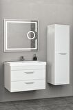 MARİA 80 CM BANYO DOLABI LED MERCEK AYNALI BEYAZ - BOY DOLAP DAHİL