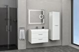 MARİA 80 CM BANYO DOLABI LED MERCEK AYNALI BEYAZ - BOY DOLAP DAHİL