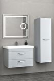 MARİA 80 CM BANYO DOLABI LED MERCEK AYNALI GRİ - BOY DOLAP DAHİL