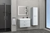 MARİA 80 CM BANYO DOLABI LED MERCEK AYNALI GRİ - BOY DOLAP DAHİL
