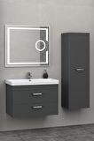 MARİA 80 CM BANYO DOLABI LED MERCEK AYNALI ANTRASİT - BOY DOLAP DAHİL
