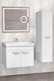 MAUNA 80 CM BANYO DOLABI LED MERCEK AYNALI BEYAZ - BOY DOLAP HARİÇ