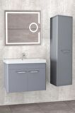 MAUNA 80 CM BANYO DOLABI LED MERCEK AYNALI GRİ - BOY DOLAP HARİÇ