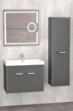 MAUNA 80 CM BANYO DOLABI LED MERCEK AYNALI ANTRASİT - BOY DOLAP DAHİL