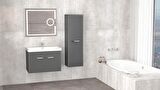 MAUNA 80 CM BANYO DOLABI LED MERCEK AYNALI ANTRASİT - BOY DOLAP DAHİL