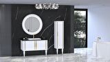 LAURA 120 CM BEYAZ LAVABOLU BANYO DOLABI  BEYAZ - BOY DOLAP HARİÇ