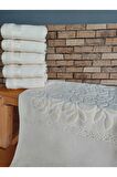 30x50cm SARRA 6'LI DİKİŞLİ ETAMİN HAVLU - KAPİÇİNO