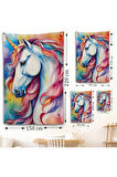Sevimli Renkli Unicorn Duvar Örtüsü-7919