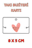Kalpli Handmade With Love - 100 Adet Bileklik & Kolye Kartı - Takı Kartı - Paketleme Kartı  Bujiteri