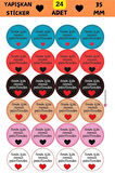 24 Adet - Senin İçin Özenle Paketlendim Sticker - Paketleme Sticker - Teşekkür Sticker - Ambalaj Sti