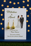 Gold Küpe 40 Adet  | Gelin Damat Kartlı - Nikah Hediyesi - Kına Hediyesi - Nişan Hediyesi