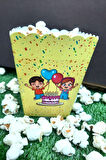 8'li Çocuk Parti Mısır Kutusu - PopCorn Kutusu - Doğum Günü İkram Hediye - Orta Boy