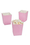 8'li Pembe Mısır Kutusu - PopCorn Kutusu - Doğum Günü İkram Hediye - Orta Boy