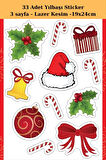 New Year Sticker 33 Adet - Yılbaşı Sticker - Yılbaşı Hediye Paketleme Sticker - Yılbaşı Süsü - 