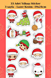 33 Adet Noel Baba Sticker- Yılbaşı Sticker - Yılbaşı Hediye Paketleme - Yılbaşı Süsü - Hediye Paketi