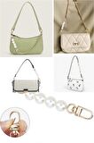 Bag Strap| 2 Adet  İncili Çanta Askı Uzatıcı - 10-11cm Asma Kilit Model - Çanta Süsü - Cüzdan Askısı
