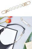 Bag Strap| 2 Adet  İncili Çanta Askı Uzatıcı - 10-11cm Asma Kilit Model - Çanta Süsü - Cüzdan Askısı