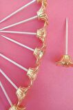 25 Adet Gold Çiçek Başlık Kokteyl Kürdanı- Pasta Kürdanı 6cm  - Sunum Kürdanı