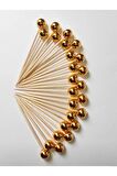 25 Adet Gold Parlak Boncuklu Pasta Kürdanı 6 Cm - Pasta Süsü- Cupcake Süsü -  Doğum Günü Süsleri