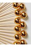 25 Adet Gold Parlak Boncuklu Pasta Kürdanı 6 Cm - Pasta Süsü- Cupcake Süsü -  Doğum Günü Süsleri