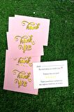 100 Adet  Pembe Gold Thank You Teşekkür Kartı - Hediye Kartı - Paketleme Kartı - 9x6 cm 