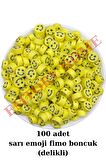 100 Adet Sarı Emoji Boncuk - Fimo 10MM - Smile Bead - Bileklik Boncuğu - Şans Bilekliği Aksesuar