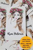50 Adet Çiçek Taçlı Kadın Kuşe Kartlı İnci Küpe - Kına Hatırası - Nikah Hatırası - İstediğiniz Yazı 