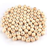 18 mm Cilalı Ahşap Boncuk - Tahta Boncuk - Takı Boncuğu - Dar Delikli - 100Gram - +-100adet