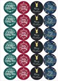 Deer & Merry Christmas Sticker - Yılbaşı Sticker - Yılbaşı Süsü - Paketleme Sticker - Yılbaşı Hediye