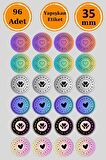96 Adet Renkli Handmade With Love Sticker - Paketleme Sticker - Handmade Sticker - Hediye Sticker