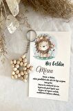 30 Adet Aslan Temalı Kişiye Özel Kartlı Ahşap Anahtarlık - Bebek Hediyesi - Baby Shower
