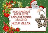 25 Adet Naturel Yıldız Anahtarlık - Ahşap Yıldız - Noel Baba Kartlı - Jelatinli - Yılbaşı Hediyelik