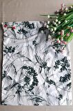 Yeşil Çiçekli Ekmeklik - Askılı Büzgülü Keten Ekmek Torbası 50x40cm