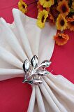 6 Adet Gümüş Sarmaşık Metal Peçete Halkası - Napkin Ring - Table Decor