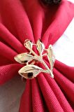6 Adet Gold Sarmaşık Metal Peçete Halkası - Napkin Ring - Table Decor