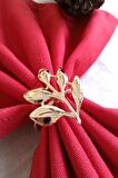 6 Adet Gold Sarmaşık Metal Peçete Halkası - Napkin Ring - Table Decor