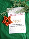 Mutlu Yıllar - 5 Adet Turuncu Yıldız Anahtarlık Yılbaşı Hediyesi - Jelatinli Kuşe Kartlı- Yeni Yıl H