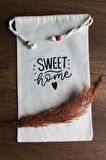20x30cm - 2 Adet Keten Sweet Home Çok Amaçlı Kese - Saklama Torbası - Bakliyat Kesesi