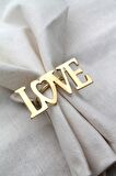 6 Adet Dekoratif Gold Love Peçete Halkası - Napkin Ring