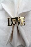 6 Adet Dekoratif Gold Love Peçete Halkası - Napkin Ring