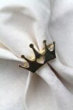 6 Adet Dekoratif Gold Queen Peçete Halkası - Napkin Ring