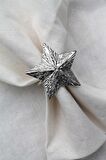 6 Adet Dekoratif Gümüş Star Nova Peçete Halkası - Napkin Ring
